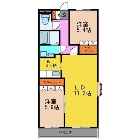 飯盛団地入口 徒歩3分 2階の物件間取画像